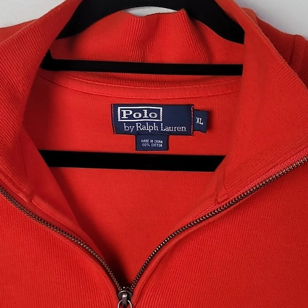 Polo Ralph Lauren Men’s Quarter Zip Pullover XL Orange Long Sleeve Sweater